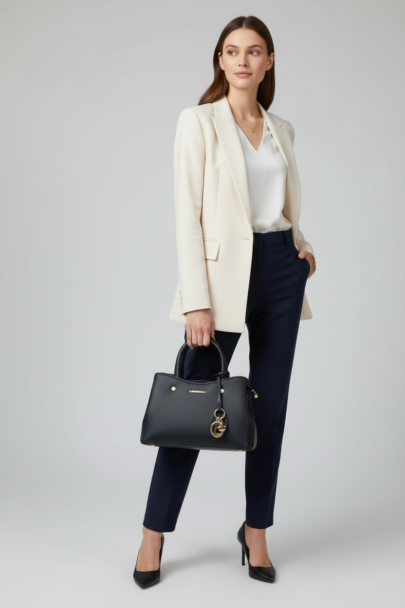 Chrisbella mini black luxury handbag with adjustable sling and gold hardware for women in UAE