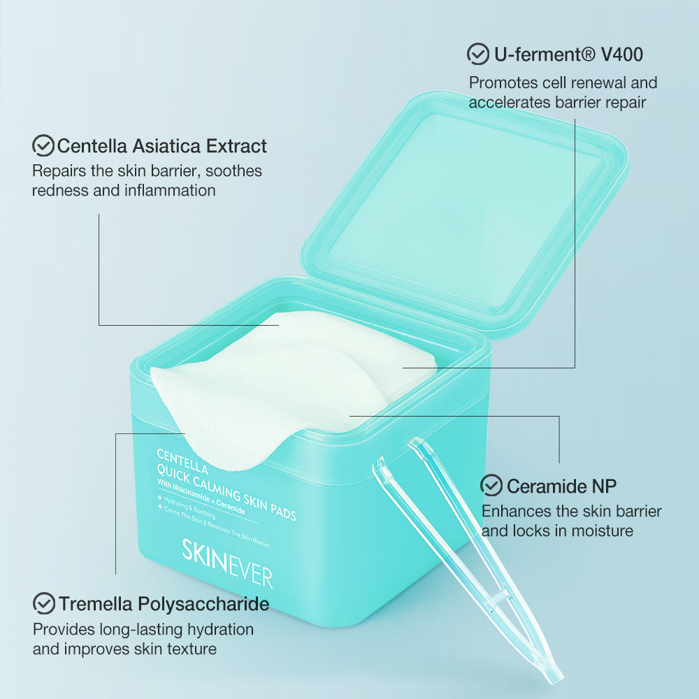 SKINEVER Centella Quick Relief Hydrating Toner Pads – Soothing Cica Toner Pads for Sensitive Skin UAE