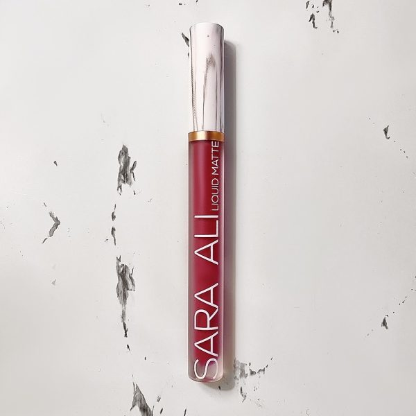 Sara Ali Cosmetics Aquarius medium dark berry pink lipstick