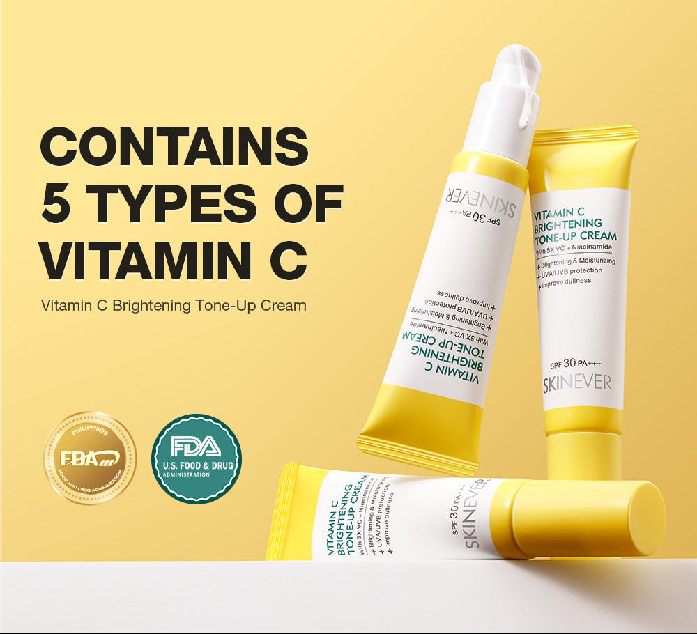 SKINEVER Vitamin C Brightening Tone-Up Cream – Instant Glow, Dark Spot Correcting & Hydrating Moisturizer | UAE