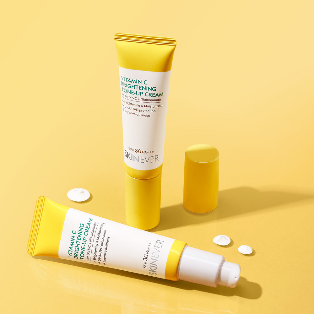 SKINEVER Vitamin C Brightening Tone-Up Cream – Instant Glow, Dark Spot Correcting & Hydrating Moisturizer | UAE