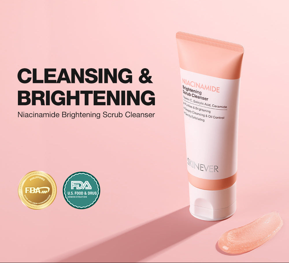 SKINEVER Niacinamide Brightening Deep Clean Scrub Cleanser – Exfoliating & Pore Refining Face Wash UAE