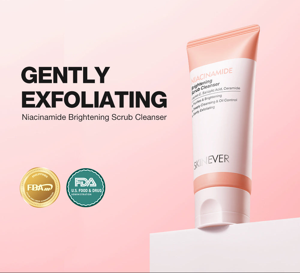 SKINEVER Niacinamide Brightening Deep Clean Scrub Cleanser – Exfoliating & Pore Refining Face Wash UAE