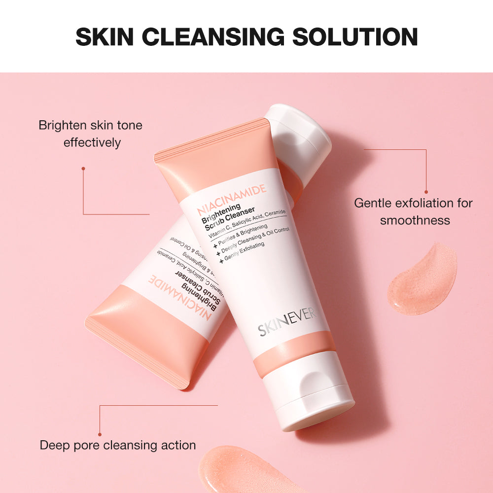 SKINEVER Niacinamide Brightening Deep Clean Scrub Cleanser – Exfoliating & Pore Refining Face Wash UAE
