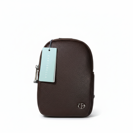 Chrisbella brown leather crossbody messenger bag with adjustable strap for women in UAE

