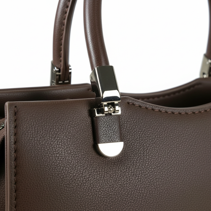 Chrisbella mini dark brown luxury handbag with adjustable sling and matching pouch for women in UAE