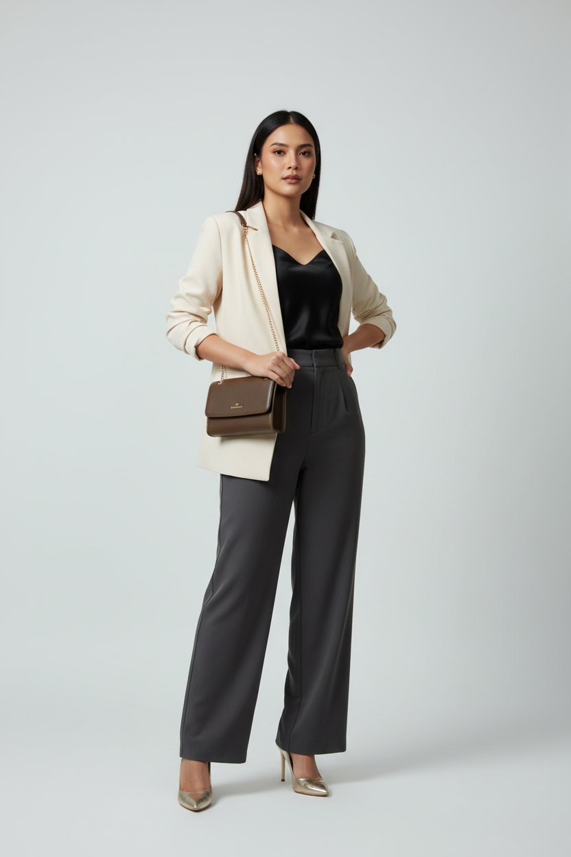 Chrisbella brown luxury shoulder bag with envelope flap and matching wallet