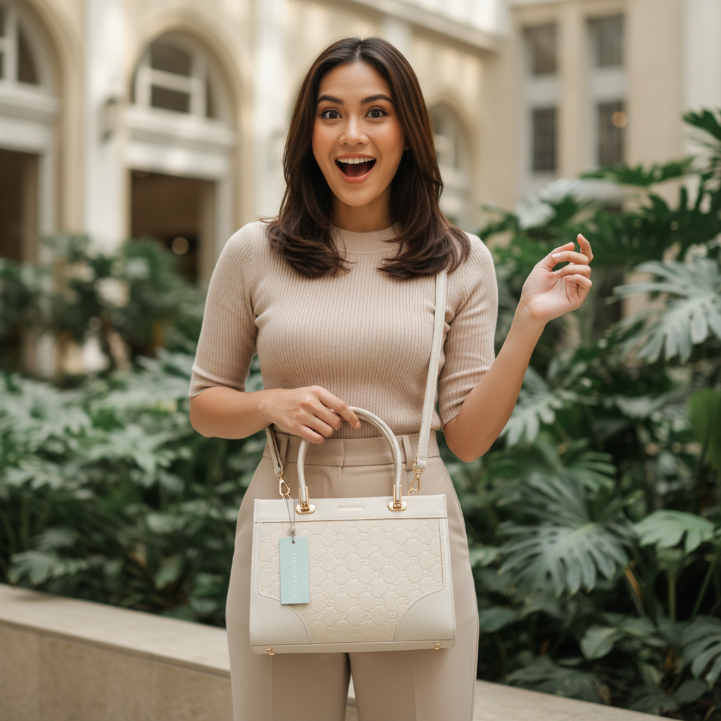 Chrisbella 2-in-1 white luxury handbag with top handles and matching zip wallet – women’s designer bag UAE