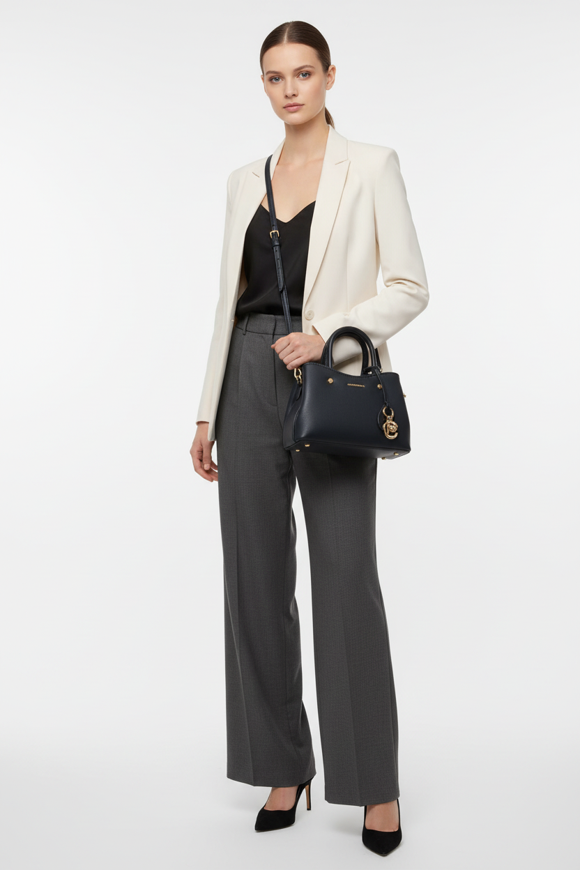 Chrisbella mini black luxury handbag with adjustable sling and gold hardware for women in UAE