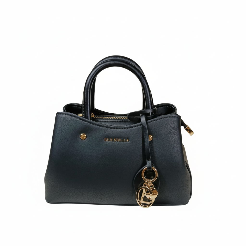 Chrisbella mini black luxury handbag with adjustable sling and gold hardware for women in UAE