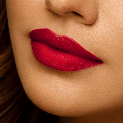 Sara Ali Cosmetics Scorpio plum red lipstick